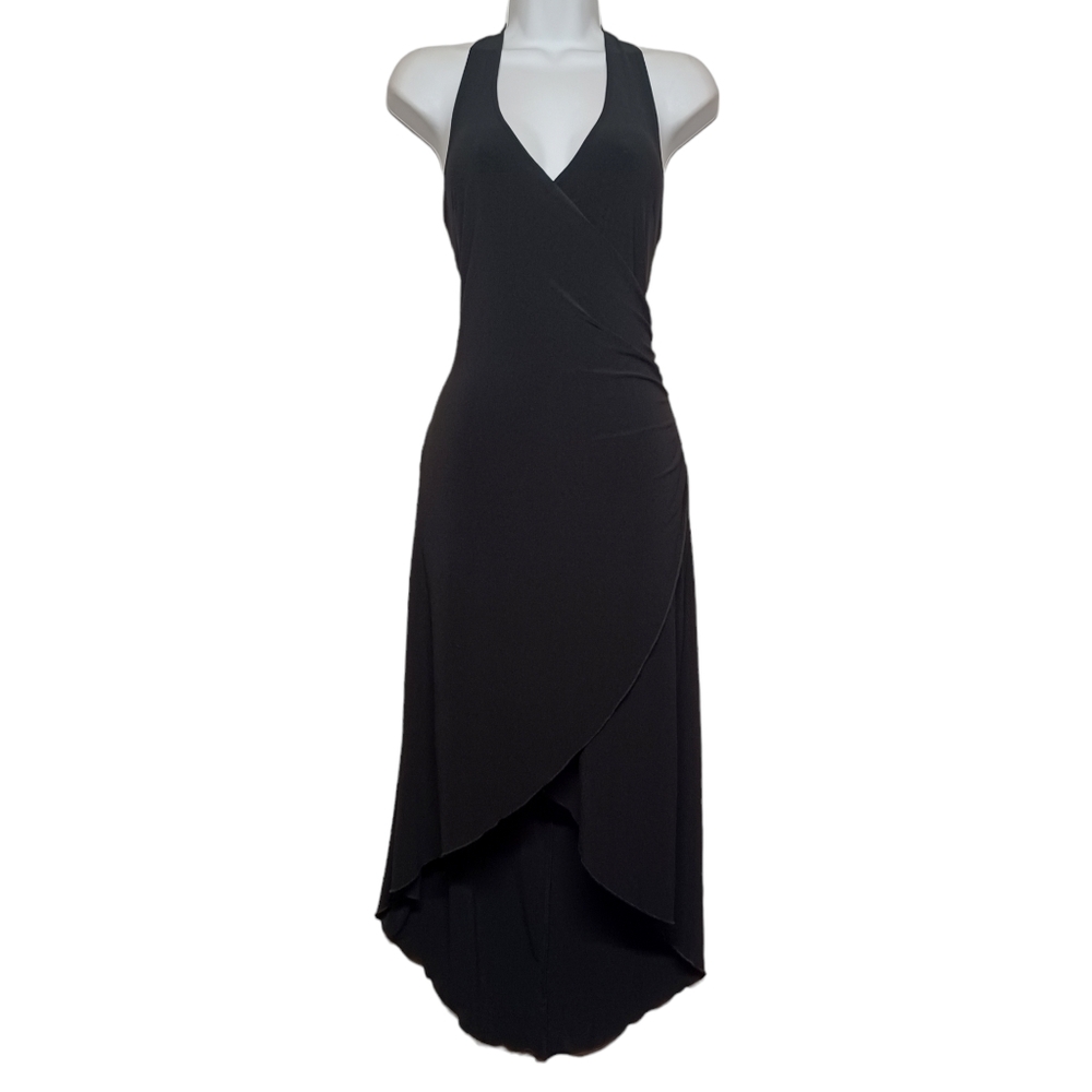 BE COOL Halter Sleeveless V Neck Asymmetrical Cocktail Midi Dress Medium